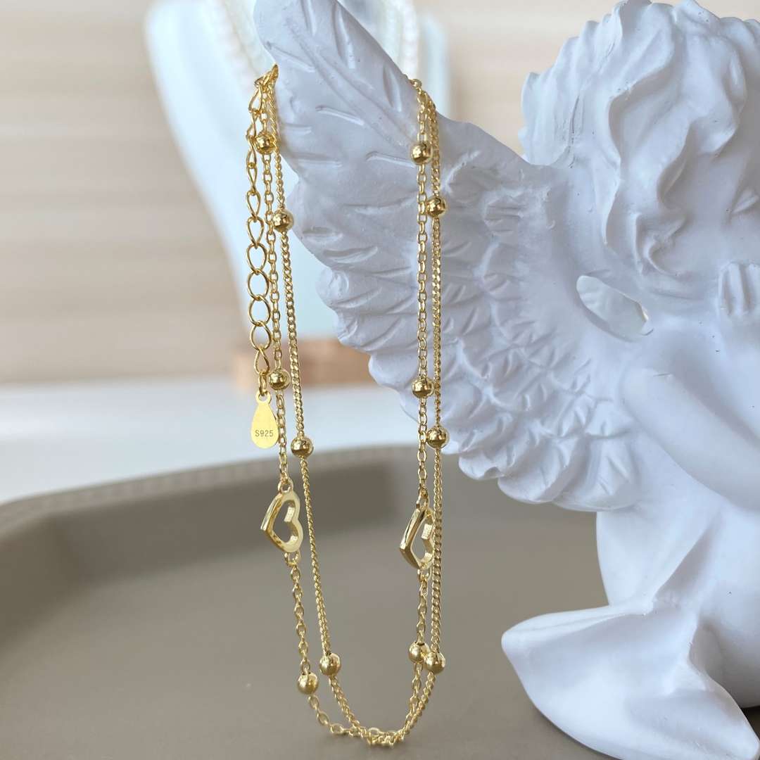 [ElanLuxe Jewelry]Dainty Double Layer Love Heart Bracelet