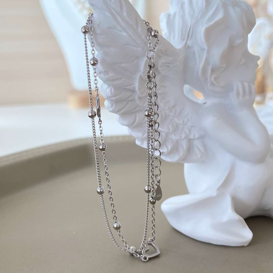 [ElanLuxe Jewelry]Dainty Double Layer Love Heart Bracelet