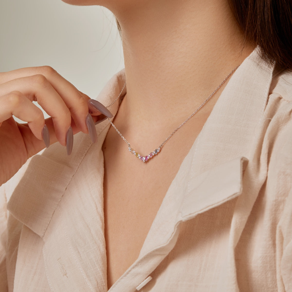 [ElanLuxe Jewelry]Dazzling Rainbow Necklace