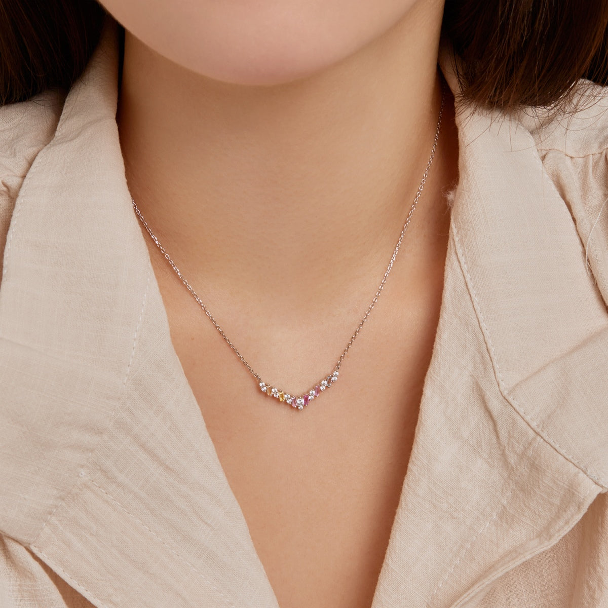 [ElanLuxe Jewelry]Dazzling Rainbow Necklace