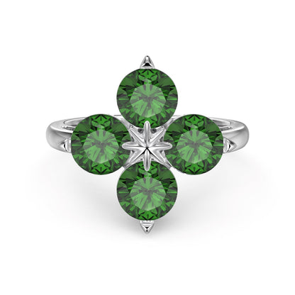 [ElanLuxe Jewelry]Four-Leaf Clover Eight-Pointed Star Ring
