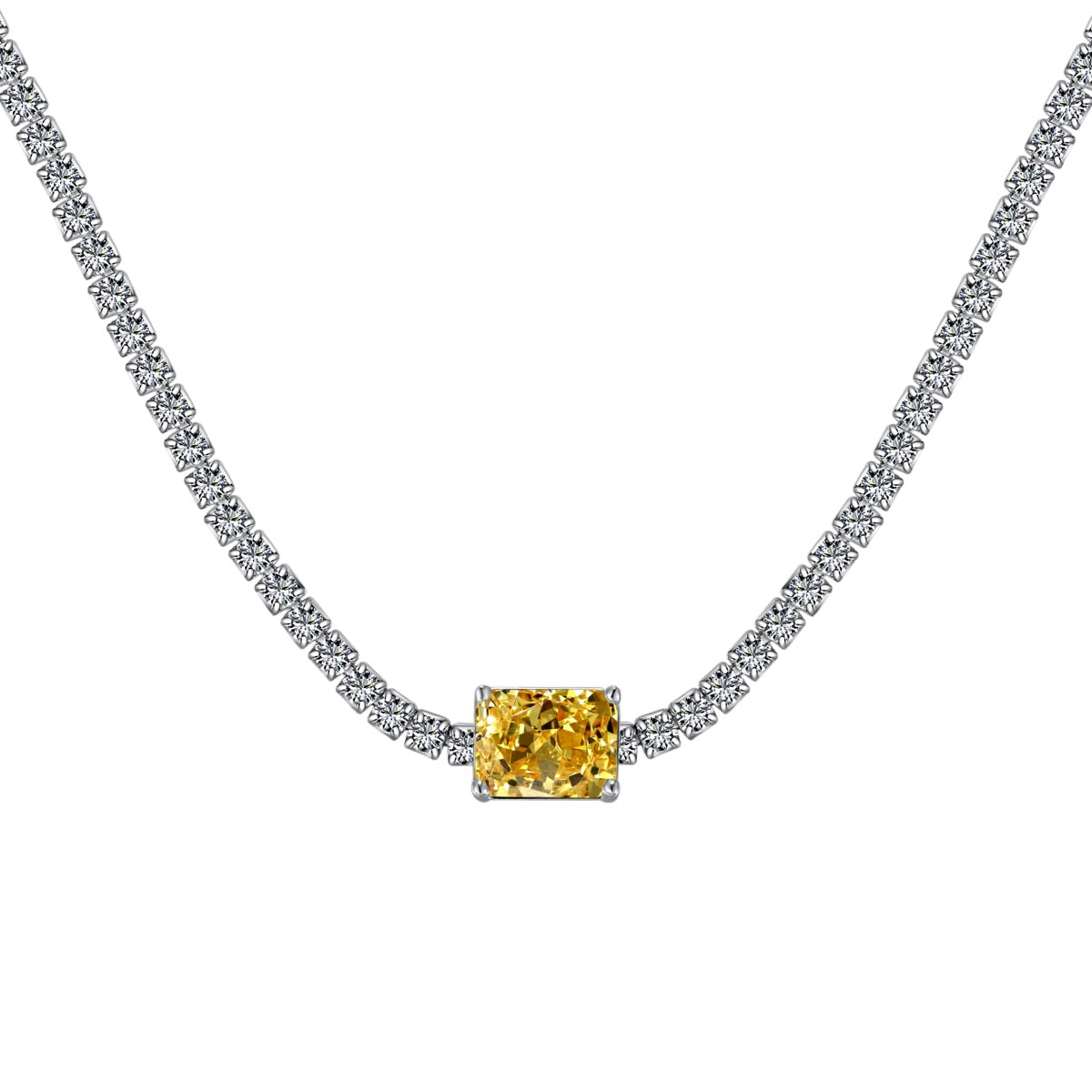 [ElanLuxe Jewelry]2.0 carat Ornate Emerald Cut Necklace