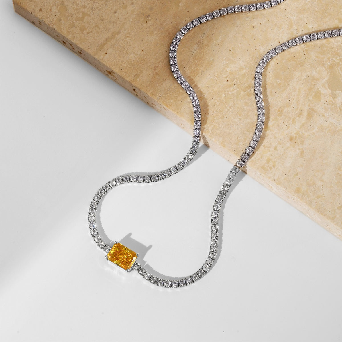 [ElanLuxe Jewelry]2.0 carat Ornate Emerald Cut Necklace