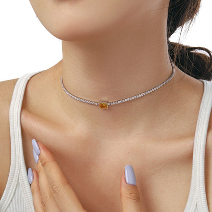 [ElanLuxe Jewelry]2.0 carat Ornate Emerald Cut Necklace