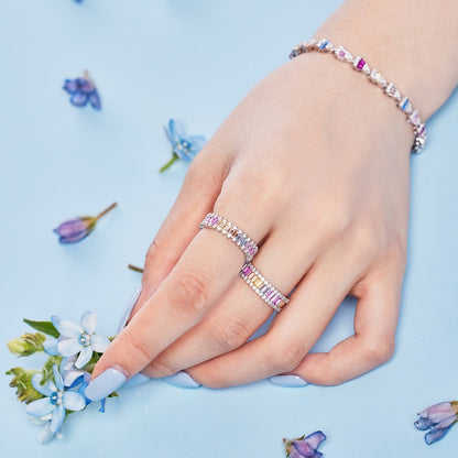 [ElanLuxe Jewelry]Dainty Kaleidoscopic Emerald Cut Daily Ring