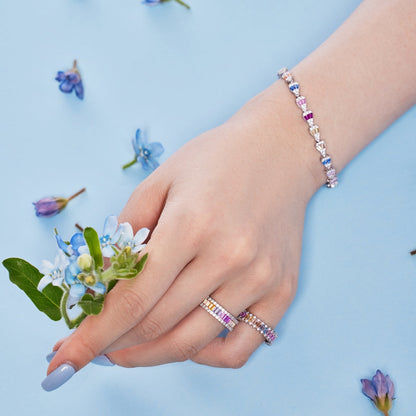 [ElanLuxe Jewelry]Dainty Kaleidoscopic Emerald Cut Daily Ring