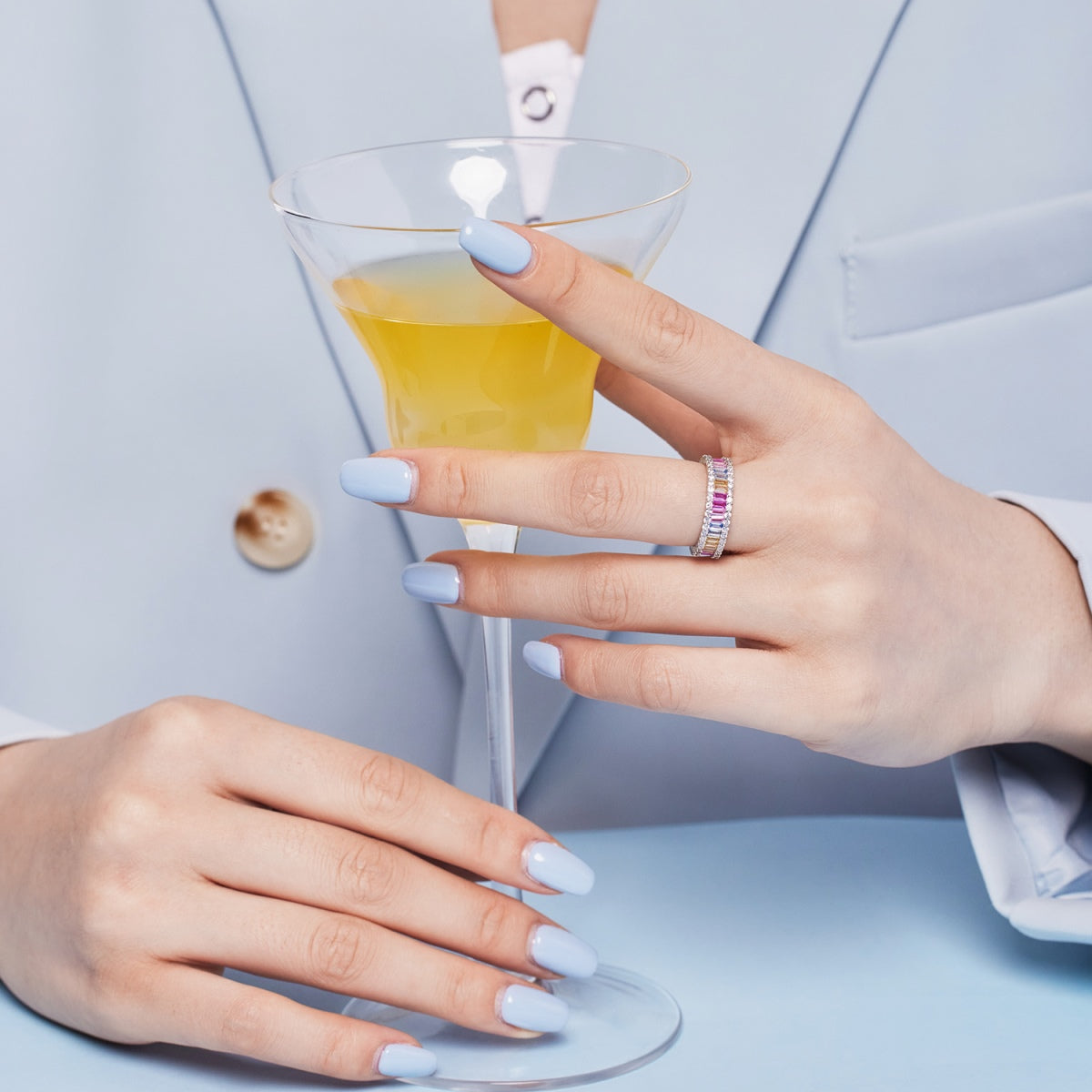 [ElanLuxe Jewelry]Dainty Kaleidoscopic Emerald Cut Daily Ring