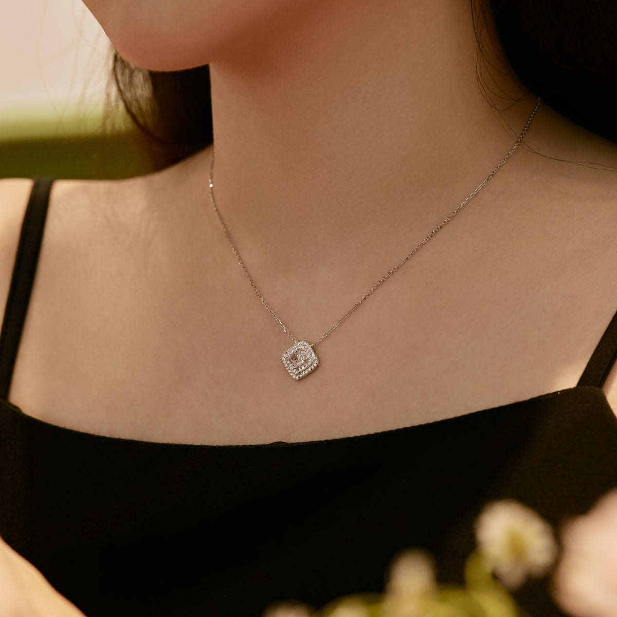 [ElanLuxe Jewelry]Sparkling Asscher Cut Necklace