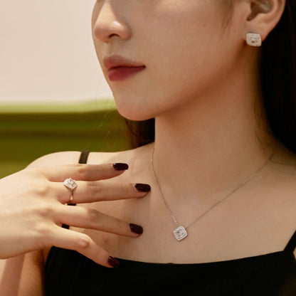 [ElanLuxe Jewelry]Sparkling Asscher Cut Necklace