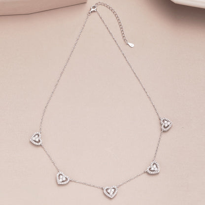 [ElanLuxe Jewelry]Sparkling Five Heart Necklace
