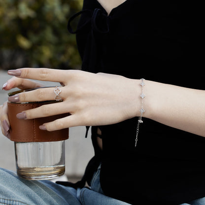 [ElanLuxe Jewelry]Four-Leaf Clover Hollow Butterfly Bracelet