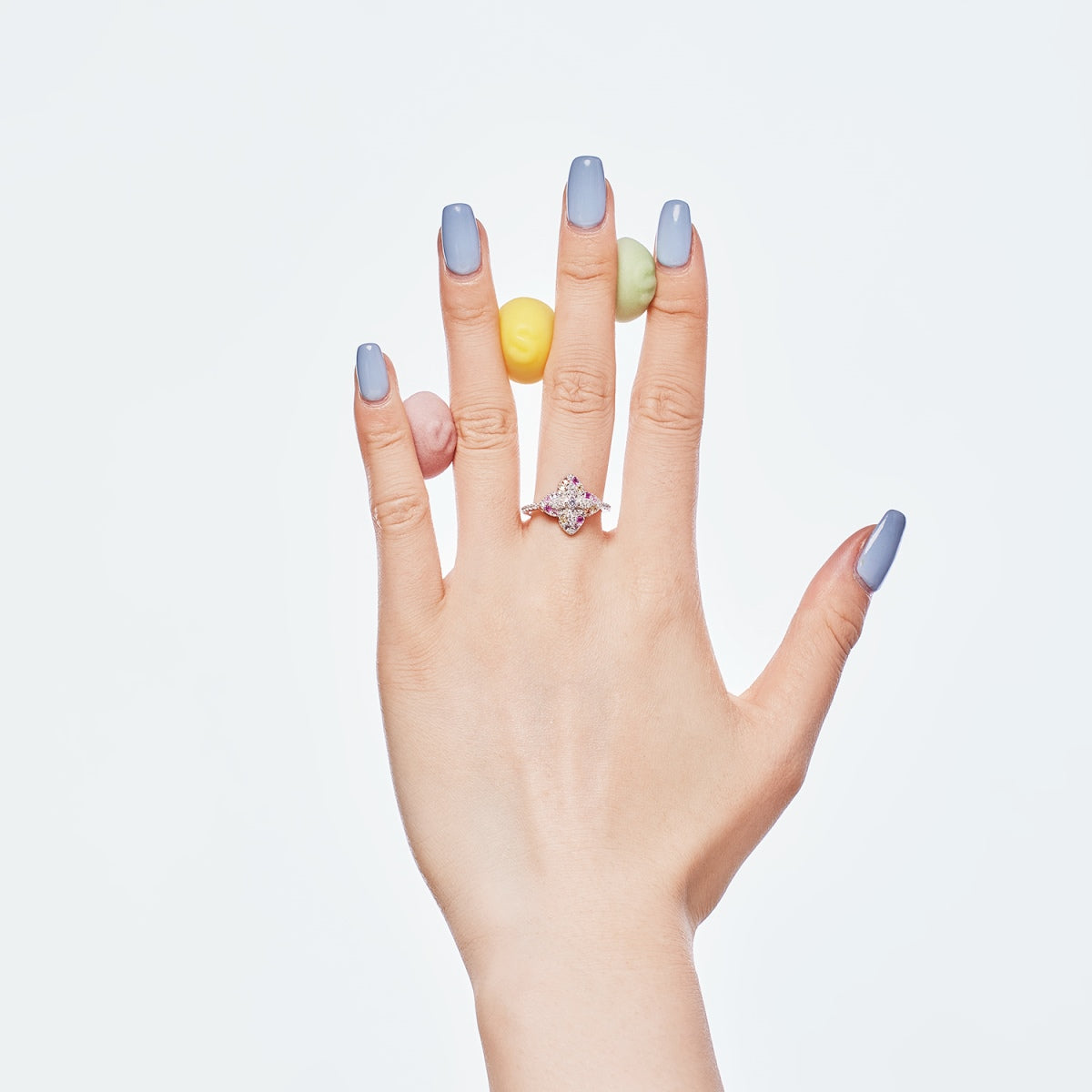 [ElanLuxe Jewelry]Luxurious Colorful Flower Shape Banquet Ring
