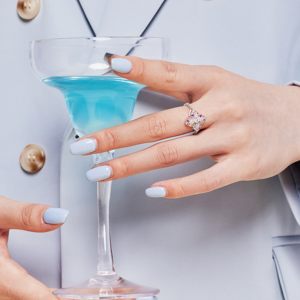 [ElanLuxe Jewelry]Luxurious Colorful Flower Shape Banquet Ring