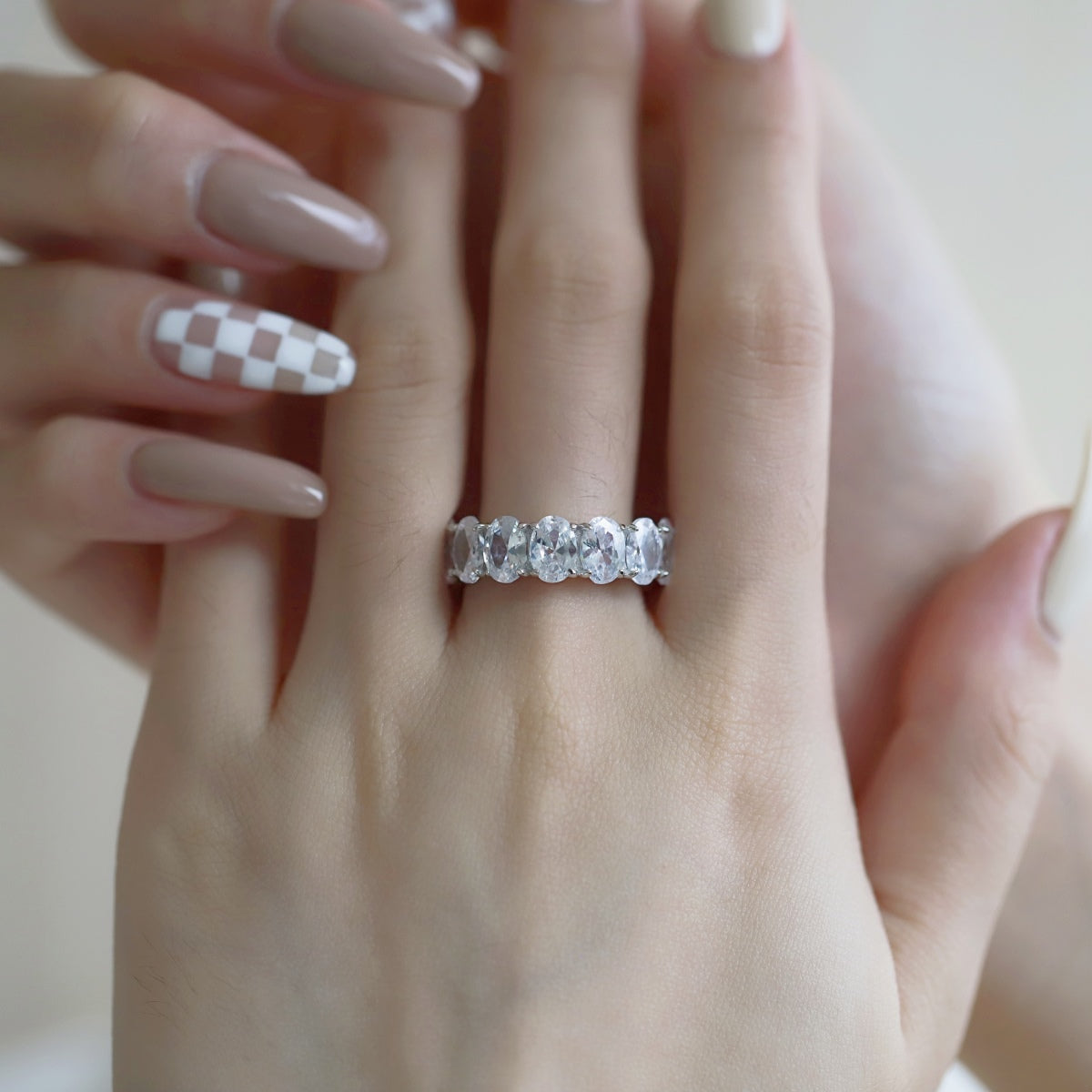 [ElanLuxe Jewelry]Dainty Elongated Cushion Cut Tennis Ring