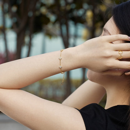 [ElanLuxe Jewelry]Four-Leaf Clover Hollow Butterfly Bracelet