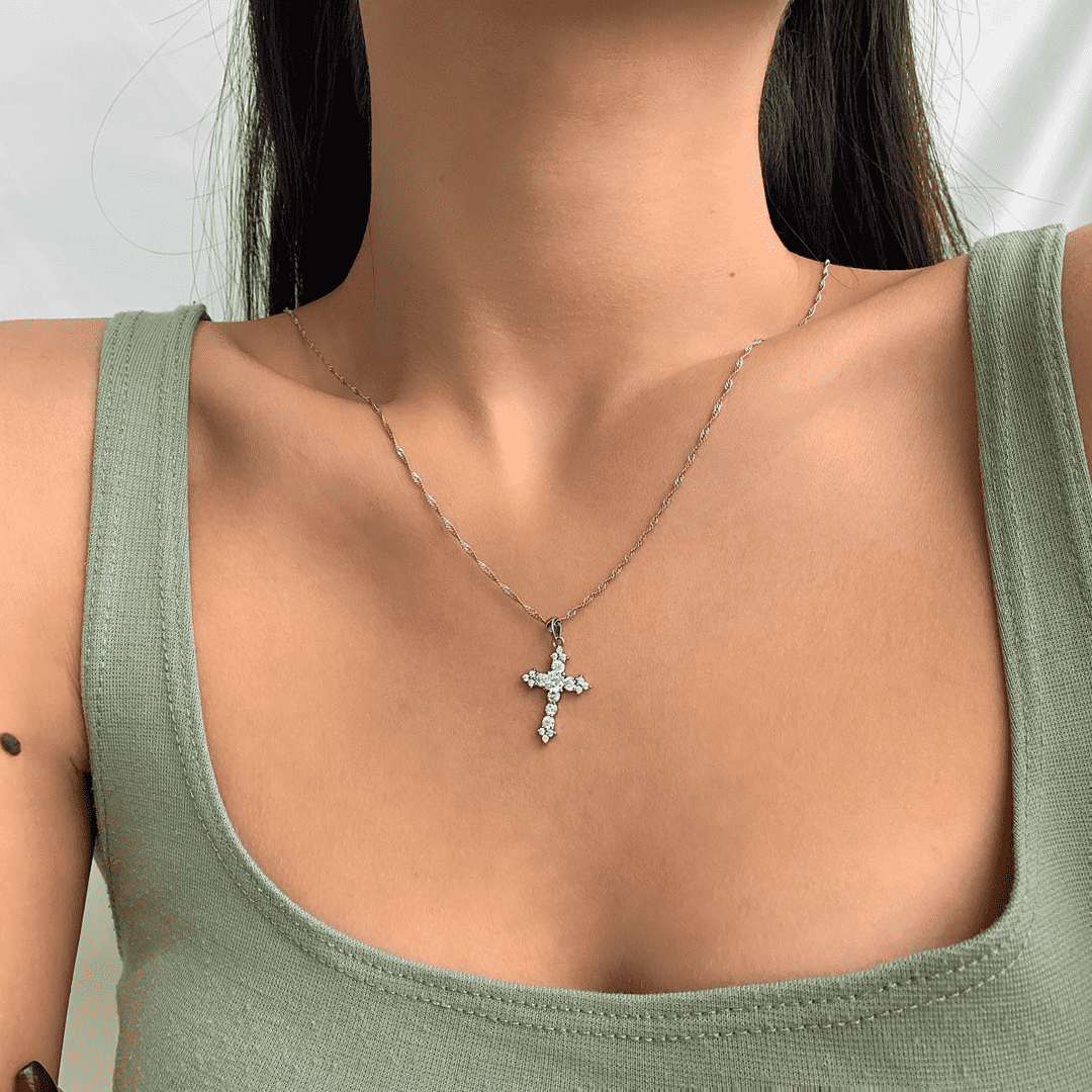 [ElanLuxe Jewelry]Delicate Cross Shape Necklace