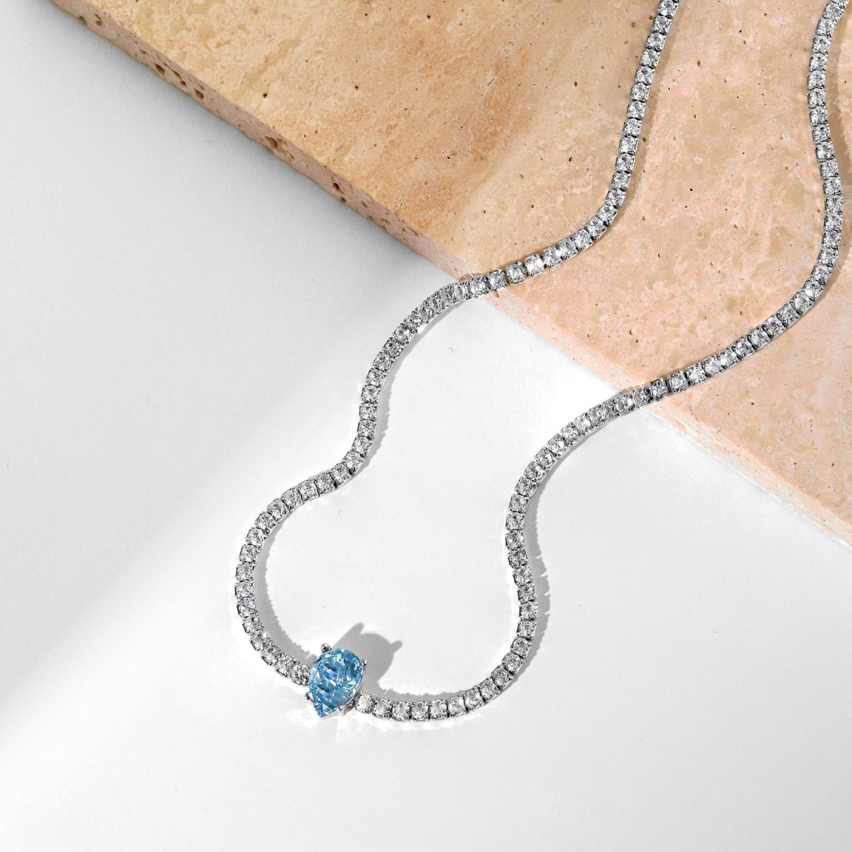 [ElanLuxe Jewelry]1.0 carat Unique Pear Cut Tennis Necklace