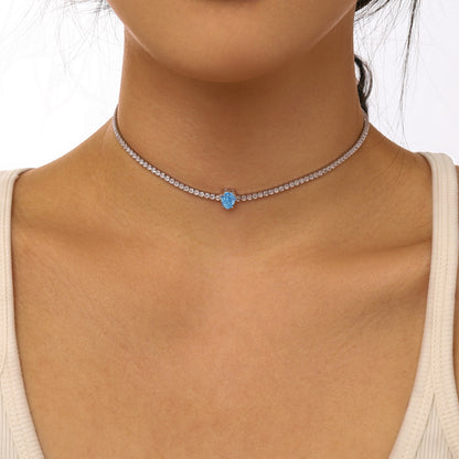 [ElanLuxe Jewelry]1.0 carat Unique Pear Cut Tennis Necklace