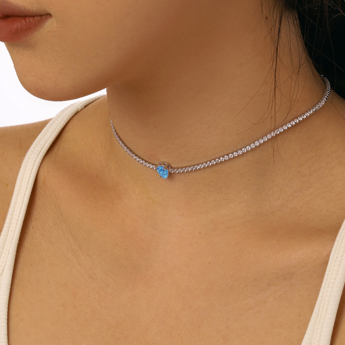 [ElanLuxe Jewelry]1.0 carat Unique Pear Cut Tennis Necklace