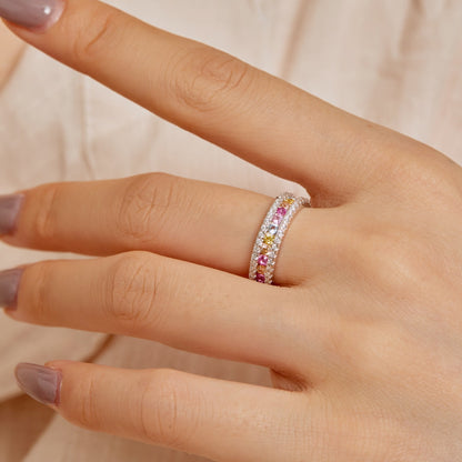 [ElanLuxe Jewelry]Delicate Colorful Round Cut Daily Ring