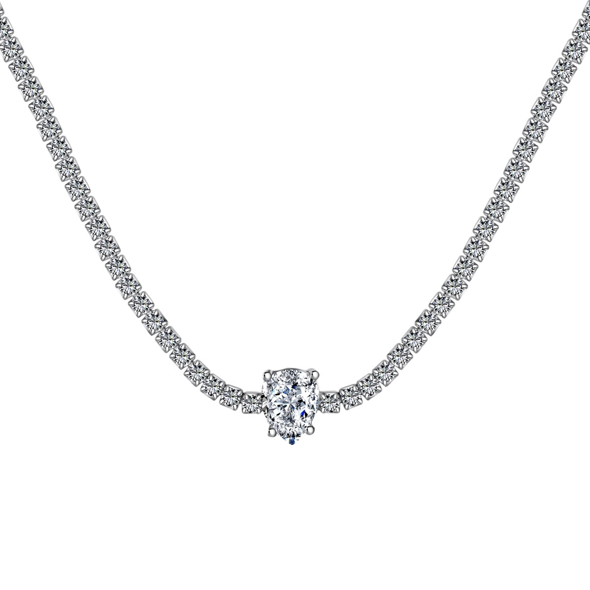 [ElanLuxe Jewelry]1.0 carat Unique Pear Cut Tennis Necklace