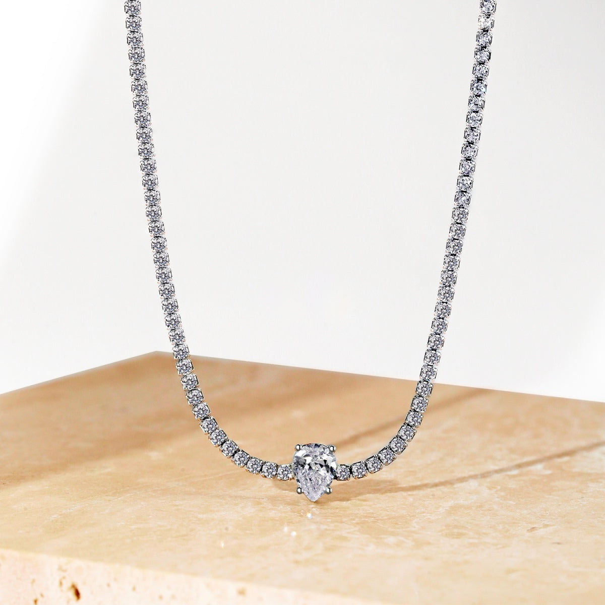[ElanLuxe Jewelry]1.0 carat Unique Pear Cut Tennis Necklace