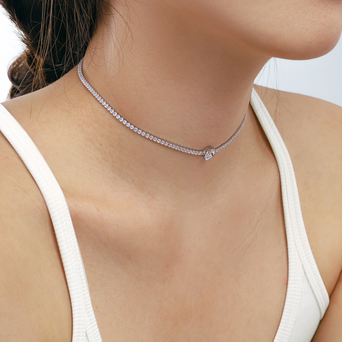 [ElanLuxe Jewelry]1.0 carat Unique Pear Cut Tennis Necklace