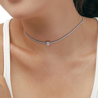 [ElanLuxe Jewelry]1.0 carat Unique Pear Cut Tennis Necklace