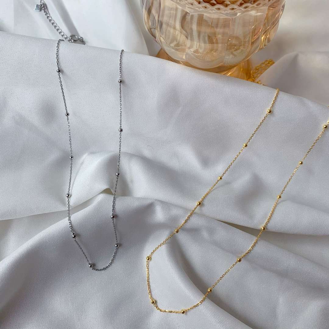 [ElanLuxe Jewelry]Small Bead Clavicle Chain Simple Necklace