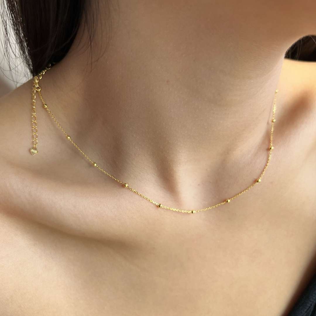 [ElanLuxe Jewelry]Small Bead Clavicle Chain Simple Necklace