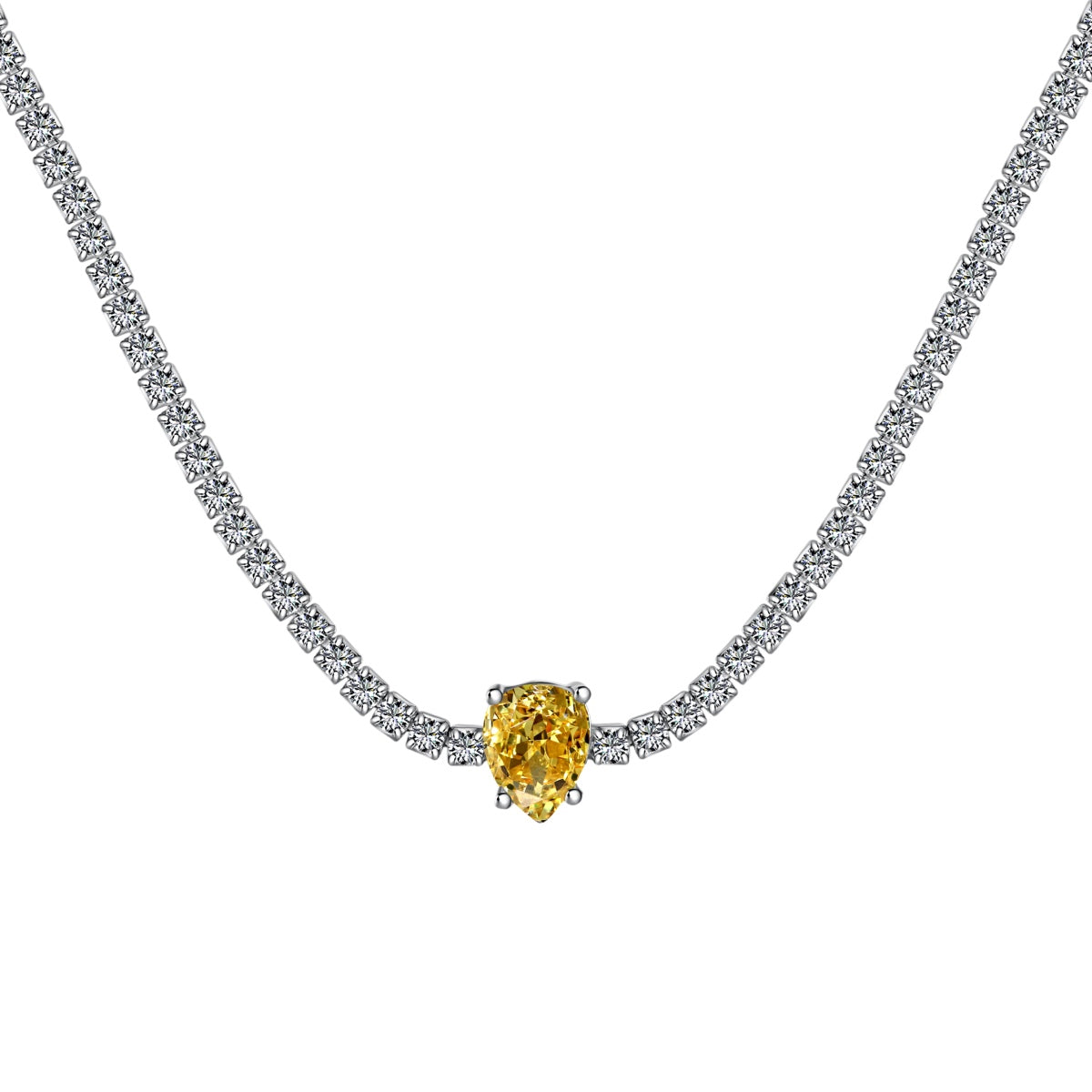 [ElanLuxe Jewelry]1.0 carat Unique Pear Cut Tennis Necklace