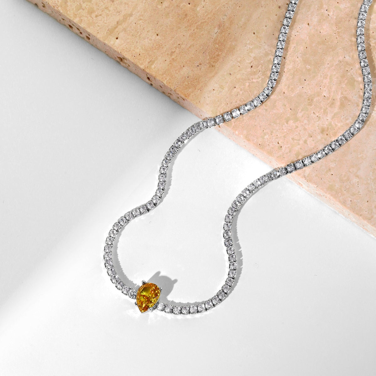 [ElanLuxe Jewelry]1.0 carat Unique Pear Cut Tennis Necklace