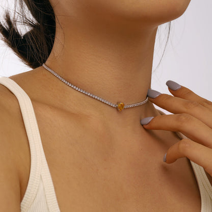 [ElanLuxe Jewelry]1.0 carat Unique Pear Cut Tennis Necklace