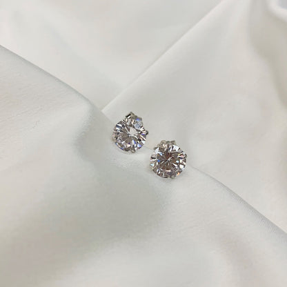 [ElanLuxe Jewelry]Stylish Shiny Round Center Stone Stud Earrings