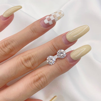 [ElanLuxe Jewelry]Stylish Shiny Round Center Stone Stud Earrings