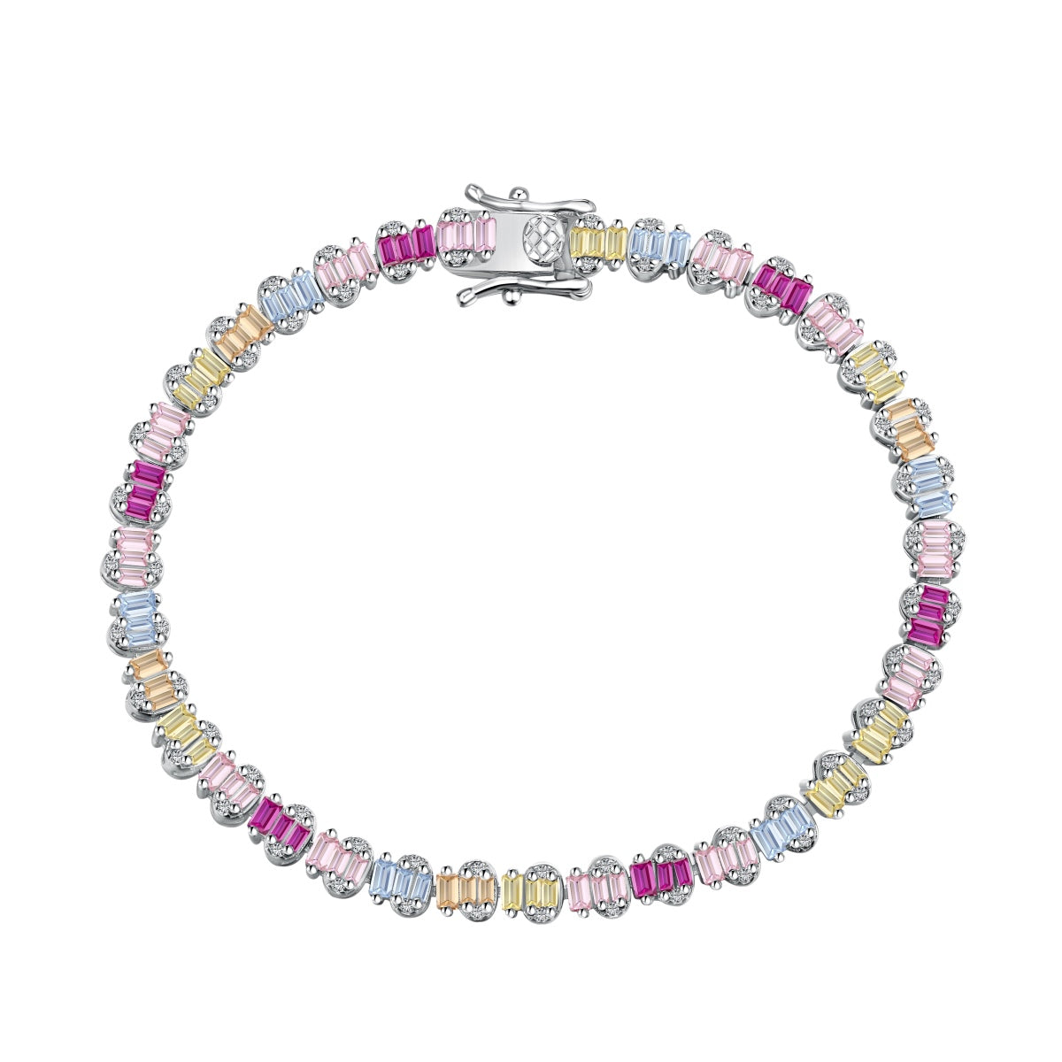 [ElanLuxe Jewelry]Delicate Colorful Emerald Cut Party Bracelet