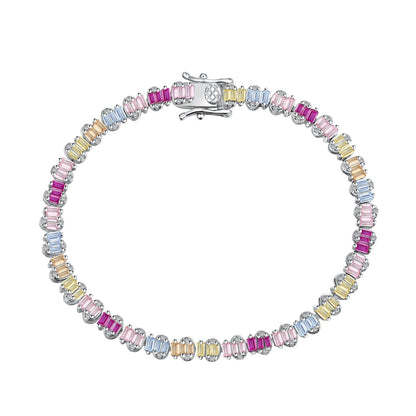 [ElanLuxe Jewelry]Delicate Colorful Emerald Cut Party Bracelet