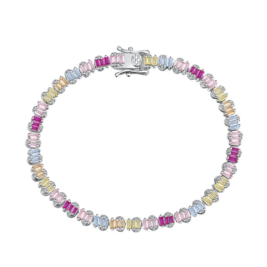 [ElanLuxe Jewelry]Delicate Colorful Emerald Cut Party Bracelet