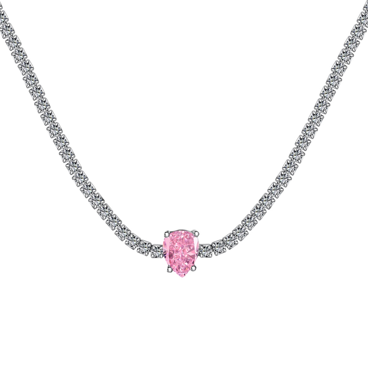 [ElanLuxe Jewelry]1.0 carat Unique Pear Cut Tennis Necklace