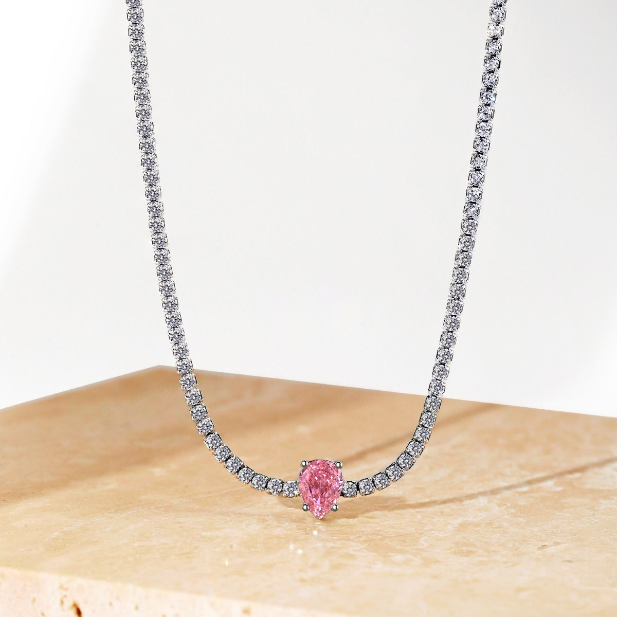 [ElanLuxe Jewelry]1.0 carat Unique Pear Cut Tennis Necklace