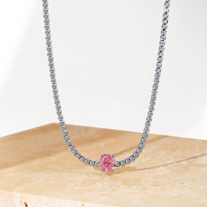 [ElanLuxe Jewelry]1.0 carat Unique Pear Cut Tennis Necklace