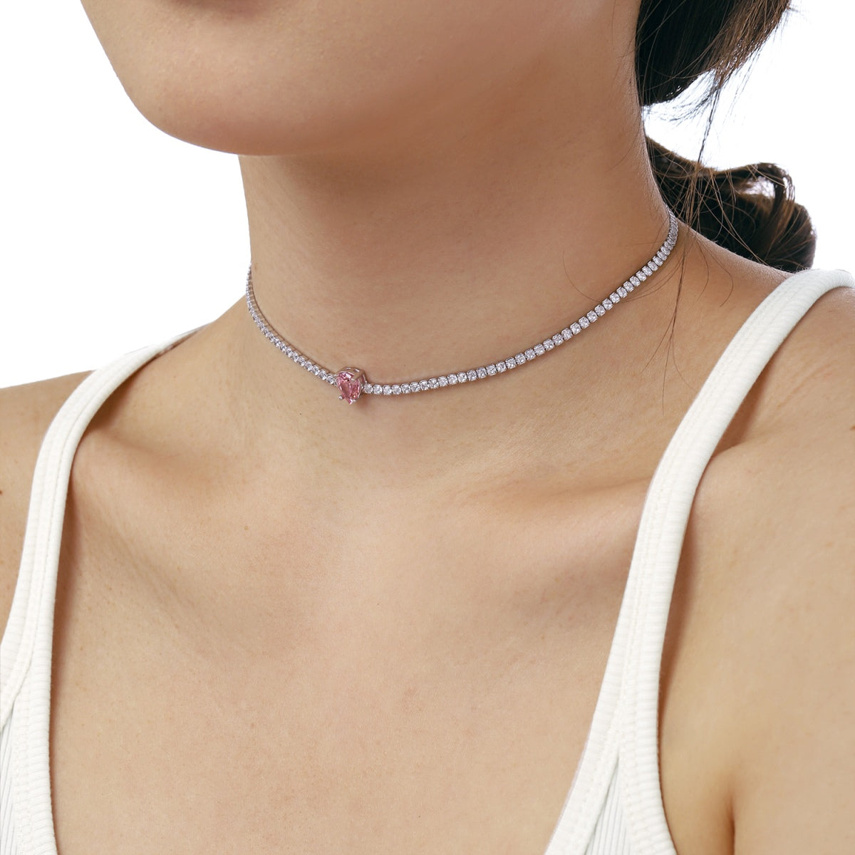 [ElanLuxe Jewelry]1.0 carat Unique Pear Cut Tennis Necklace
