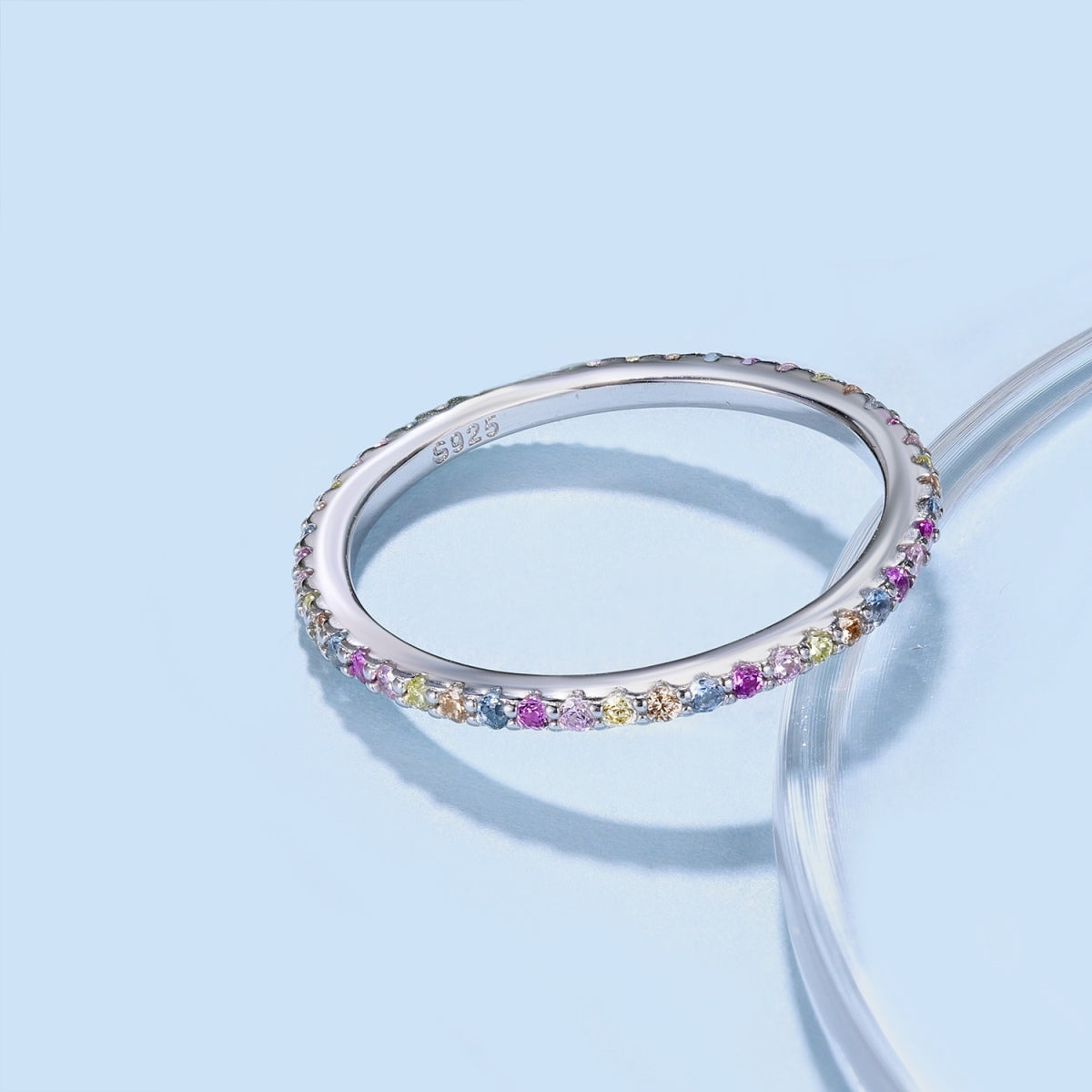 [ElanLuxe Jewelry]Ornate Colorful Round Cut Tennis Ring