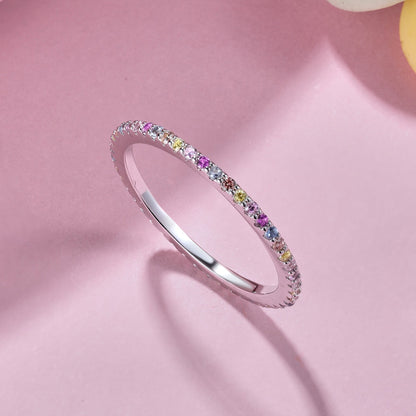 [ElanLuxe Jewelry]Ornate Colorful Round Cut Tennis Ring