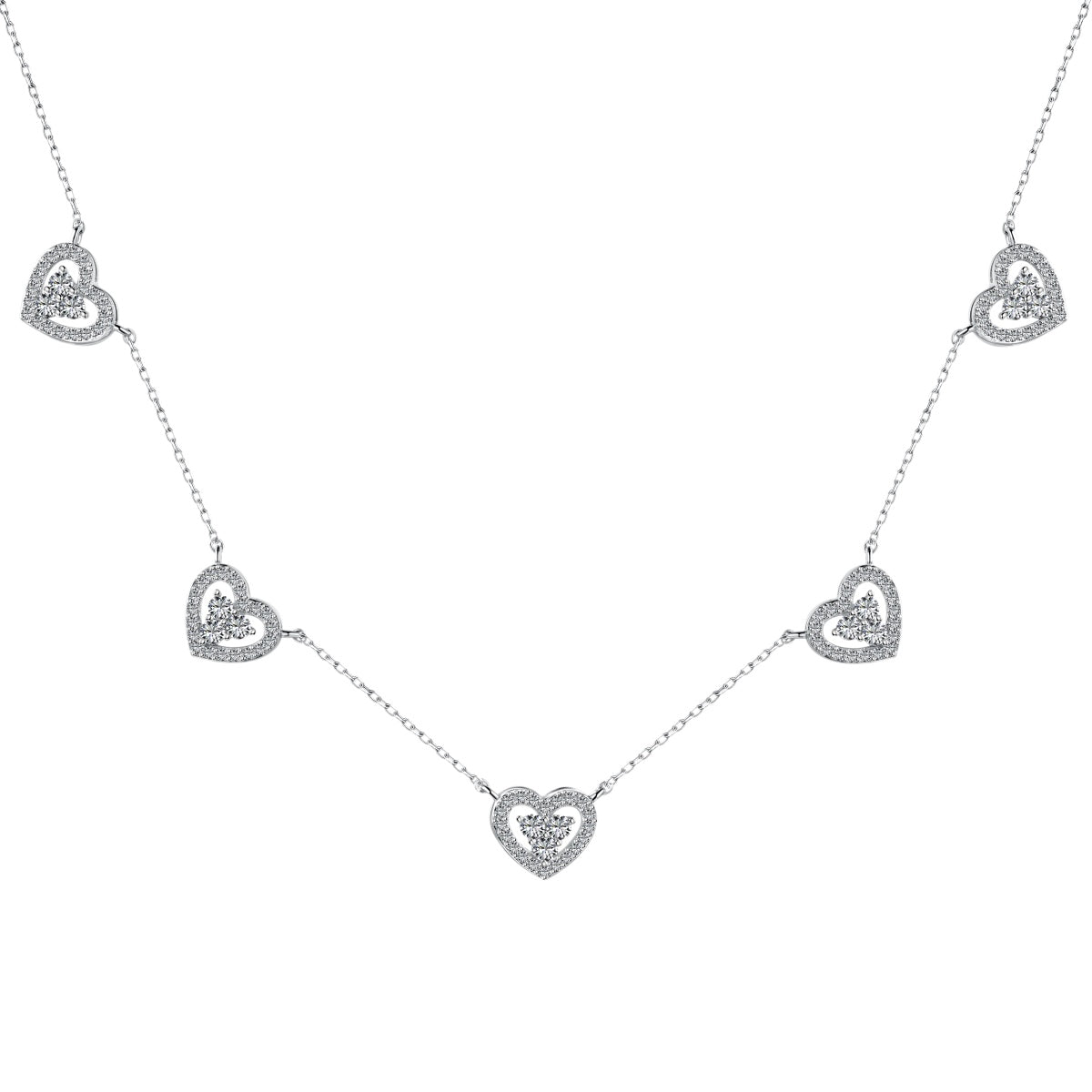 [ElanLuxe Jewelry]Sparkling Five Heart Necklace