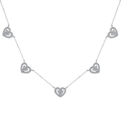 [ElanLuxe Jewelry]Sparkling Five Heart Necklace