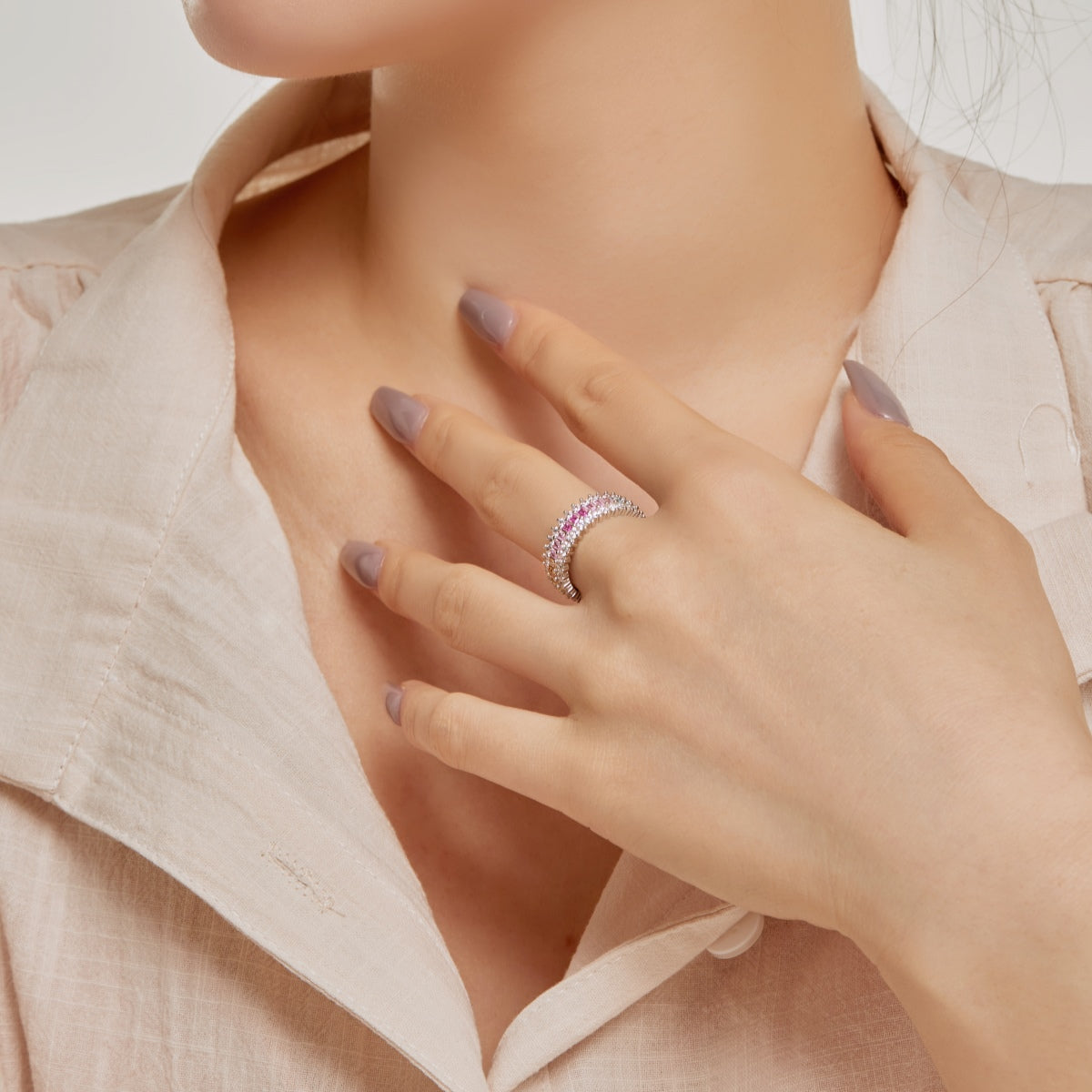 [ElanLuxe Jewelry]Ornate Colorful Radiant Cut Daily Ring