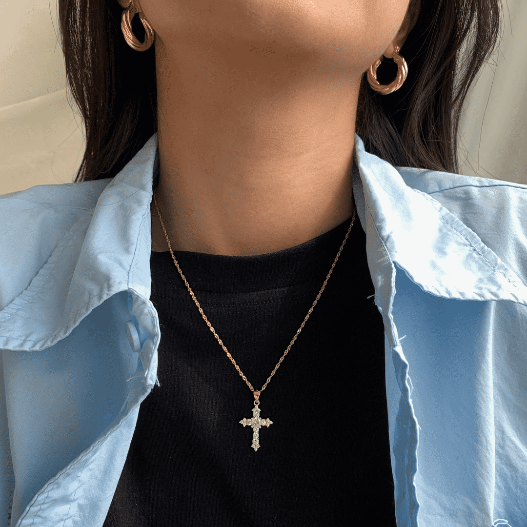 [ElanLuxe Jewelry]Delicate Cross Shape Necklace