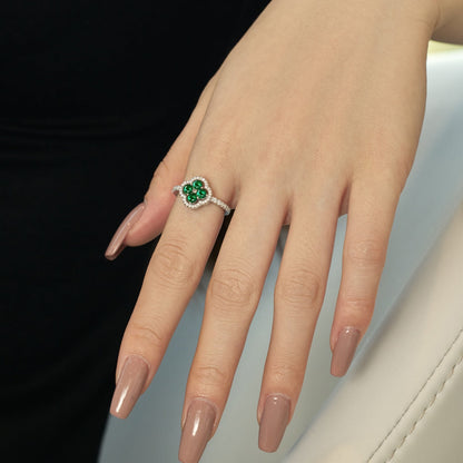 [ElanLuxe Jewelry]Four Leaf Clover Flower Design Ring