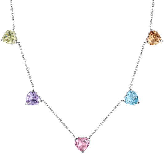 [ElanLuxe Jewelry]Sparkling Colorful Heart Cut Necklace